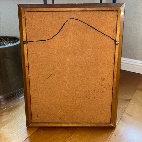 Vintage Black Velvet Painting Of Horses Wood Frame MCM equestrian art - Picture 4 of 6